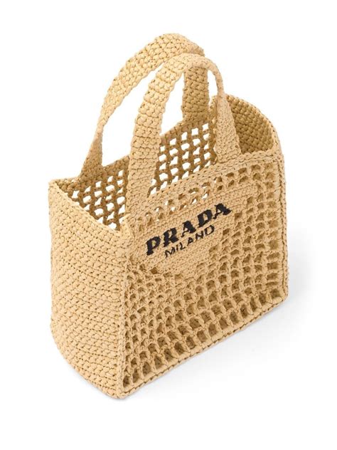 prada small denim tote|Prada raffia tote small.